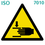 手元の押しつぶされ(ISO 7010) 手のつぶされ(ISO 7010)